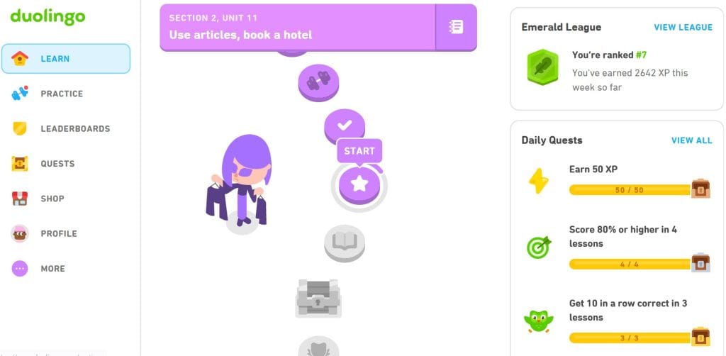 language learning with Duolingo