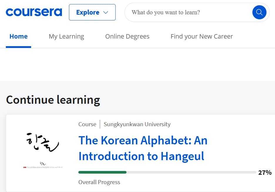 language learning with Coursera