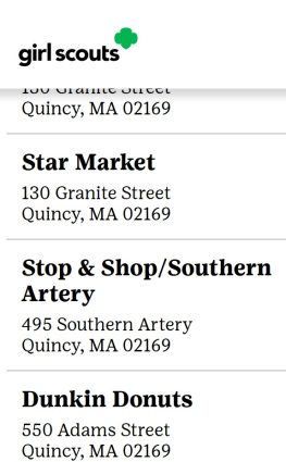 Quincy locations to buy Girl Scout Cookies