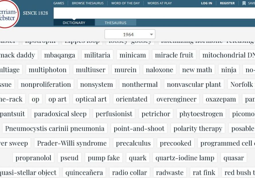 Merriam-Webster Time Travel 1964