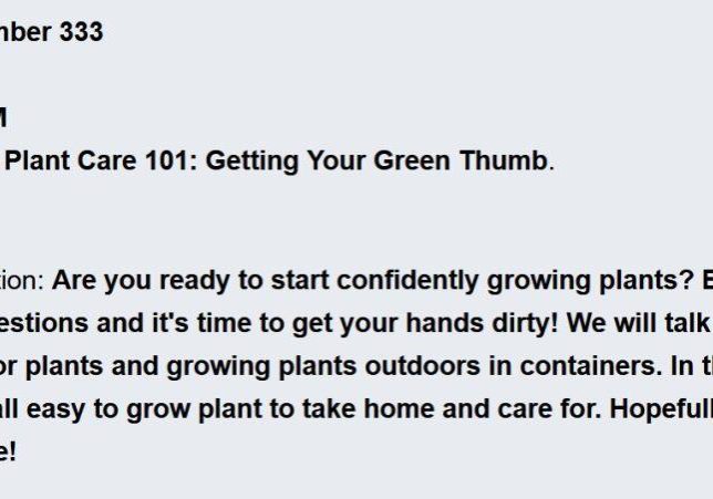 Plant Care 101 Description
