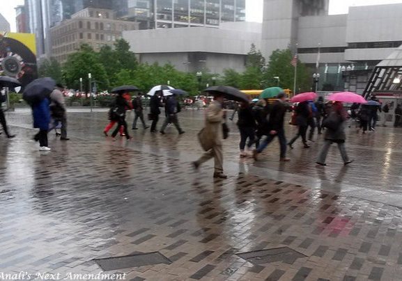 rainy day commuters