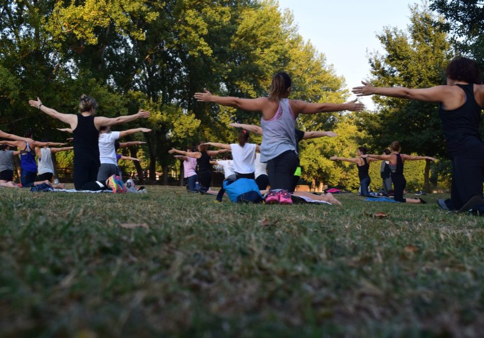 yoga class outdoors